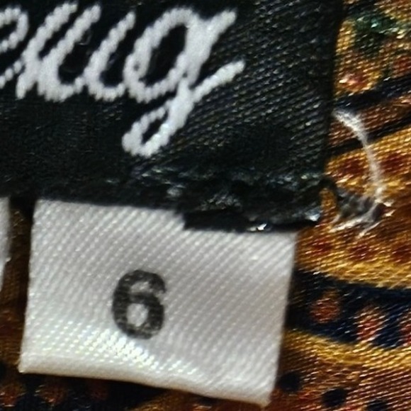 Vtg Edena Pour Le Roy Sz6 Brown Silk Gold Paisley Print Blouse Shirt & Scarf 424 - Picture 4 of 8